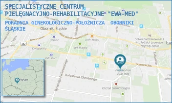PORADNIA GINEKOLOGICZNO-POŁOŻNICZA - SPECJALISTYCZNE CENTRUM PIELĘGNACYJNO-REHABILITACYJNE "EWA-MED" - UL. TRZEBNICKA 37,  OBORNIKI ŚLĄSKIE