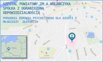 PORADNIA ZDROWIA PSYCHICZNEGO DLA DZIECI I MŁODZIEŻY - SZPITAL POWIATOWY IM.A.WOLAŃCZYKA SPÓŁKA Z OGRANICZONĄ ODPOWIEDZIALNOŚCIĄ - UL. HOŻA 11,  ZŁOTORYJA