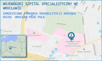 ZAMIEJSCOWA PORADNIA REHABILITACJI NARZĄDU RUCHU - WOJEWÓDZKI SZPITAL SPECJALISTYCZNY WE WROCŁAWIU - UL. POŚWIĘCKA 8,  WROCŁAW-PSIE POLE