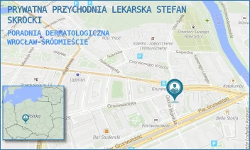 PORADNIA DERMATOLOGICZNA - STEFAN SKROCKI PRYWATNA PRZYCHODNIA LEKARSKA - GRUNWALDZKA  69,  WROCŁAW-ŚRÓDMIEŚCIE