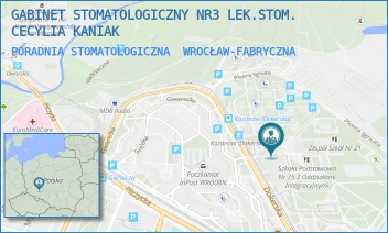 PORADNIA STOMATOLOGICZNA - GABINET STOMATOLOGICZNY NR3 LEK.STOM. CECYLIA KANIAK - UL. DOKERSKA 9,  WROCŁAW-FABRYCZNA