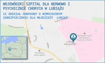 II ODDZIAŁ ODWYKOWY O WZMOCNIONYM ZABEZPIECZENIU DLA MŁODZIEŻY - WOJEWÓDZKI SZPITAL DLA NERWOWO I PSYCHICZNIE CHORYCH W LUBIĄŻU - UL. ADAMA MICKIEWICZA 1,  LUBIĄŻ