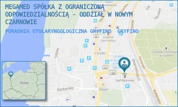 PORADNIA OTOLARYNGOLOGICZNA GRYFINO - MEGAMED SPÓŁKA Z OGRANICZONĄ ODPOWIEDZIALNOŚCIĄ - ODDZIAŁ W NOWYM CZARNOWIE - GRUNWALDZKA 7,  GRYFINO