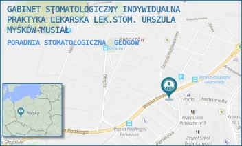 PORADNIA STOMATOLOGICZNA - GABINET STOMATOLOGICZNY INDYWIDUALNA PRAKTYKA LEKARSKA LEK.STOM. URSZULA MYŚKÓW-MUSIAŁ - UL. PERSEUSZA 64/1,  GŁOGÓW