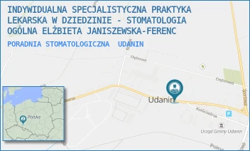 PORADNIA STOMATOLOGICZNA - INDYWIDUALNA SPECJALISTYCZNA PRAKTYKA LEKARSKA W DZIEDZINIE - STOMATOLOGIA OGÓLNA ELŻBIETA JANISZEWSKA-FERENC - UL. GŁÓWNA 70,  UDANIN