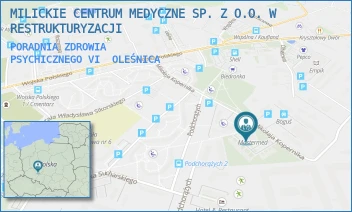 PORADNIA ZDROWIA
PSYCHICZNEGO VI - MILICKIE CENTRUM MEDYCZNE SP. Z O.O. W RESTRUKTURYZACJI - UL. MIKOŁAJA KOPERNIKA 12,  OLEŚNICA