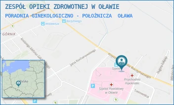 PORADNIA GINEKOLOGICZNO - POŁOŻNICZA - ZESPÓŁ OPIEKI ZDROWOTNEJ W OŁAWIE - UL. KRZYSZTOFA KAMILA BACZYŃSKIEGO 1,  OŁAWA