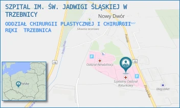 ODDZIAŁ CHIRURGII PLASTYCZNEJ I CHIRURGII RĘKI - SZPITAL IM. ŚW. JADWIGI ŚLĄSKIEJ W TRZEBNICY - UL. PRUSICKA 53-55,  TRZEBNICA
