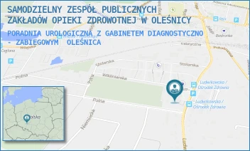 PORADNIA UROLOGICZNA Z GABINETEM DIAGNOSTYCZNO - ZABIEGOWYM - SAMODZIELNY ZESPÓŁ PUBLICZNYCH ZAKŁADÓW OPIEKI ZDROWOTNEJ W OLEŚNICY - UL. LUDWIKOWSKA 10,  OLEŚNICA