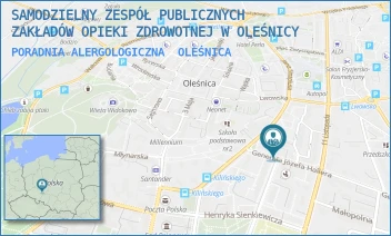 PORADNIA ALERGOLOGICZNA - SAMODZIELNY ZESPÓŁ PUBLICZNYCH ZAKŁADÓW OPIEKI ZDROWOTNEJ W OLEŚNICY - UL. GEN.J.HALLERA 25,  OLEŚNICA