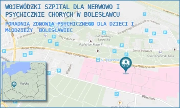 PORADNIA ZDROWIA PSYCHICZNEGO DLA DZIECI I MŁODZIEŻY - WOJEWÓDZKI SZPITAL DLA NERWOWO I PSYCHICZNIE CHORYCH W BOLESŁAWCU - UL. ALEJA TYSIĄCLECIA 30,  BOLESŁAWIEC