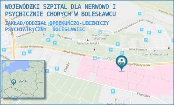 ZAKŁAD/ODDZIAŁ OPIEKUŃCZO-LECZNICZY PSYCHIATRYCZNY - WOJEWÓDZKI SZPITAL DLA NERWOWO I PSYCHICZNIE CHORYCH W BOLESŁAWCU - UL. ALEJA TYSIĄCLECIA 30,  BOLESŁAWIEC
