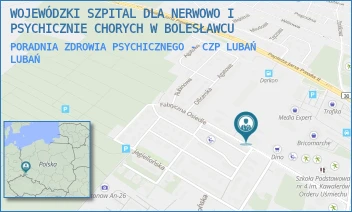 PORADNIA ZDROWIA PSYCHICZNEGO - CZP LUBAŃ - WOJEWÓDZKI SZPITAL DLA NERWOWO I PSYCHICZNIE CHORYCH W BOLESŁAWCU - UL. FABRYCZNA OSIEDLE 8A,  LUBAŃ