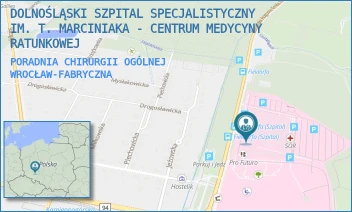 PORADNIA CHIRURGII OGÓLNEJ - DOLNOŚLĄSKI SZPITAL SPECJALISTYCZNY IM. T. MARCINIAKA - CENTRUM MEDYCYNY RATUNKOWEJ - UL. GEN. AUGUSTA EMILA FIELDORFA 2,  WROCŁAW-FABRYCZNA