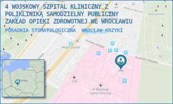 PORADNIA STOMATOLOGICZNA - 4 WOJSKOWY SZPITAL KLINICZNY Z POLIKLINIKĄ SAMODZIELNY PUBLICZNY ZAKŁAD OPIEKI ZDROWOTNEJ WE WROCŁAWIU - UL. RUDOLFA WEIGLA 5,  WROCŁAW-KRZYKI