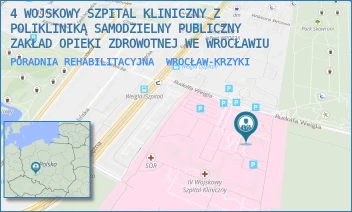 PORADNIA REHABILITACYJNA - 4 WOJSKOWY SZPITAL KLINICZNY Z POLIKLINIKĄ SAMODZIELNY PUBLICZNY ZAKŁAD OPIEKI ZDROWOTNEJ WE WROCŁAWIU - UL. RUDOLFA WEIGLA 5,  WROCŁAW-KRZYKI
