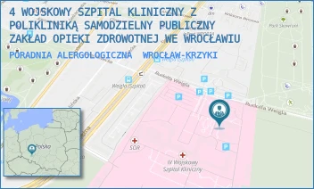PORADNIA ALERGOLOGICZNA - 4 WOJSKOWY SZPITAL KLINICZNY Z POLIKLINIKĄ SAMODZIELNY PUBLICZNY ZAKŁAD OPIEKI ZDROWOTNEJ WE WROCŁAWIU - UL. RUDOLFA WEIGLA 5,  WROCŁAW-KRZYKI