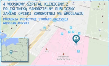 PORADNIA PROTETYKI STOMATOLOGICZNEJ - 4 WOJSKOWY SZPITAL KLINICZNY Z POLIKLINIKĄ SAMODZIELNY PUBLICZNY ZAKŁAD OPIEKI ZDROWOTNEJ WE WROCŁAWIU - UL. RUDOLFA WEIGLA 5,  WROCŁAW-KRZYKI