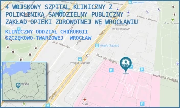 KLINICZNY ODDZIAŁ CHIRURGII SZCZĘKOWO-TWARZOWEJ - 4 WOJSKOWY SZPITAL KLINICZNY Z POLIKLINIKĄ SAMODZIELNY PUBLICZNY ZAKŁAD OPIEKI ZDROWOTNEJ WE WROCŁAWIU - UL. RUDOLFA WEIGLA 5,  WROCŁAW