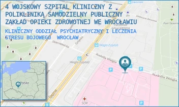 KLINICZNY ODDZIAŁ PSYCHIATRYCZNY I LECZENIA STRESU BOJOWEGO - 4 WOJSKOWY SZPITAL KLINICZNY Z POLIKLINIKĄ SAMODZIELNY PUBLICZNY ZAKŁAD OPIEKI ZDROWOTNEJ WE WROCŁAWIU - UL. RUDOLFA WEIGLA 5,  WROCŁAW