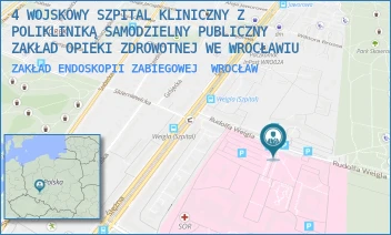 ZAKŁAD ENDOSKOPII ZABIEGOWEJ - 4 WOJSKOWY SZPITAL KLINICZNY Z POLIKLINIKĄ SAMODZIELNY PUBLICZNY ZAKŁAD OPIEKI ZDROWOTNEJ WE WROCŁAWIU - UL. RUDOLFA WEIGLA 5,  WROCŁAW