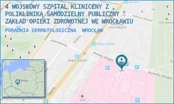 PORADNIA DERMATOLOGICZNA - 4 WOJSKOWY SZPITAL KLINICZNY Z POLIKLINIKĄ SAMODZIELNY PUBLICZNY ZAKŁAD OPIEKI ZDROWOTNEJ WE WROCŁAWIU - UL. RUDOLFA WEIGLA 5,  WROCŁAW