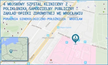PORADNIA GINEKOLOGICZNO-POŁOŻNICZA - 4 WOJSKOWY SZPITAL KLINICZNY Z POLIKLINIKĄ SAMODZIELNY PUBLICZNY ZAKŁAD OPIEKI ZDROWOTNEJ WE WROCŁAWIU - UL. RUDOLFA WEIGLA 5,  WROCŁAW