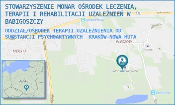 ODDZIAŁ/OŚRODEK TERAPII UZALEŻNIENIA OD SUBSTANCJI PSYCHOAKTYWNYCH - STOWARZYSZENIE MONAR OŚRODEK LECZENIA, TERAPII I REHABILITACJI UZALEŻNIEŃ W BABIGOSZCZY - UL. SUCHY JAR 4,  KRAKÓW-NOWA HUTA