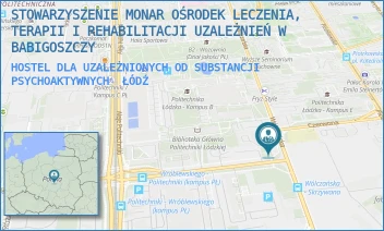 HOSTEL DLA UZALEŻNIONYCH OD SUBSTANCJI PSYCHOAKTYWNYCH - STOWARZYSZENIE MONAR OŚRODEK LECZENIA, TERAPII I REHABILITACJI UZALEŻNIEŃ W BABIGOSZCZY - UL. WÓLCZAŃSKA 225,  ŁÓDŹ