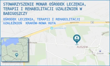 OŚRODEK LECZENIA, TERAPII I REHABILITACJI UZALEŻNIEŃ - STOWARZYSZENIE MONAR OŚRODEK LECZENIA, TERAPII I REHABILITACJI UZALEŻNIEŃ W BABIGOSZCZY - UL. NADBRZEZIE 25,  KRAKÓW-NOWA HUTA
