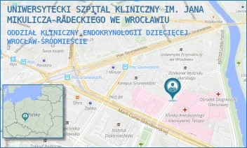 ODDZIAŁ KLINICZNY ENDOKRYNOLOGII DZIECIĘCEJ - UNIWERSYTECKI SZPITAL KLINICZNY IM. JANA MIKULICZA-RADECKIEGO WE WROCŁAWIU - UL. TYTUSA CHAŁUBIŃSKIEGO 2-2A,  WROCŁAW-ŚRÓDMIEŚCIE