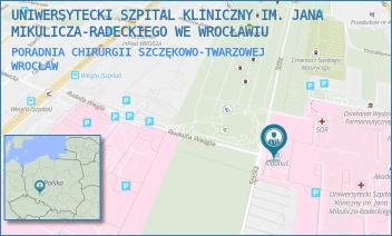PORADNIA CHIRURGII SZCZĘKOWO-TWARZOWEJ - UNIWERSYTECKI SZPITAL KLINICZNY IM. JANA MIKULICZA-RADECKIEGO WE WROCŁAWIU - UL. BOROWSKA 213,  WROCŁAW