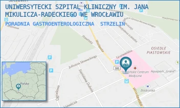 PORADNIA GASTROENTEROLOGICZNA - UNIWERSYTECKI SZPITAL KLINICZNY IM. JANA MIKULICZA-RADECKIEGO WE WROCŁAWIU - UL. WROCŁAWSKA 46,  STRZELIN