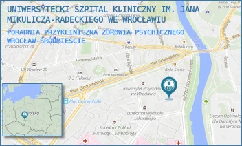 PORADNIA PRZYKLINICZNA ZDROWIA PSYCHICZNEGO - UNIWERSYTECKI SZPITAL KLINICZNY IM. JANA MIKULICZA-RADECKIEGO WE WROCŁAWIU - WYB. LUDWIKA PASTEURA 10,  WROCŁAW-ŚRÓDMIEŚCIE