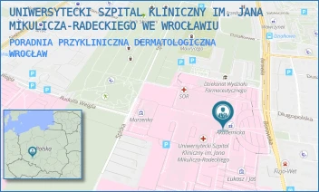 PORADNIA PRZYKLINICZNA DERMATOLOGICZNA - UNIWERSYTECKI SZPITAL KLINICZNY IM. JANA MIKULICZA-RADECKIEGO WE WROCŁAWIU - UL. BOROWSKA 213,  WROCŁAW