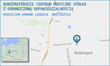 HOSPICJUM DOMOWE LEGNICA - BONIFRATERSKIE CENTRUM MEDYCZNE SPÓŁKA Z OGRANICZONĄ ODPOWIEDZIALNOŚCIĄ - MIKOŁAJA KOPERNIKA 9/3,  KROTOSZYCE