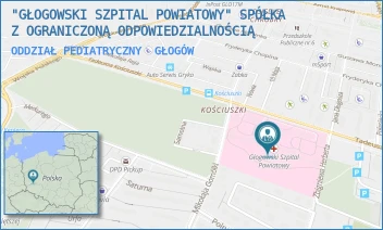 ODDZIAŁ PEDIATRYCZNY - "GŁOGOWSKI SZPITAL POWIATOWY" SPÓŁKA Z OGRANICZONĄ ODPOWIEDZIALNOŚCIĄ - UL. TADEUSZA KOŚCIUSZKI 15,  GŁOGÓW