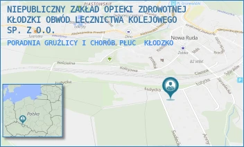 PORADNIA GRUŹLICY I CHORÓB PŁUC - NIEPUBLICZNY ZAKŁAD OPIEKI ZDROWOTNEJ KŁODZKI OBWÓD LECZNICTWA KOLEJOWEGO SP. Z O.O. - UL. ŁUŻYCKA 9,  KŁODZKO