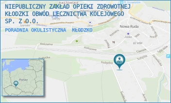 PORADNIA OKULISTYCZNA - NIEPUBLICZNY ZAKŁAD OPIEKI ZDROWOTNEJ KŁODZKI OBWÓD LECZNICTWA KOLEJOWEGO SP. Z O.O. - UL. ŁUŻYCKA 9,  KŁODZKO