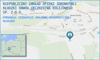 PORADNIA CHIRURGII URAZOWO-ORTOPEDYCZNEJ - NIEPUBLICZNY ZAKŁAD OPIEKI ZDROWOTNEJ KŁODZKI OBWÓD LECZNICTWA KOLEJOWEGO SP. Z O.O. - UL. ŁUŻYCKA 9,  KŁODZKO