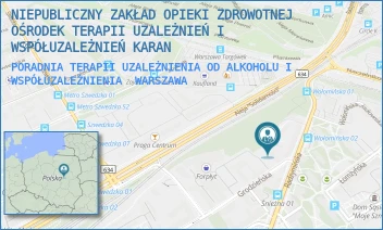 PORADNIA TERAPII UZALEŻNIENIA OD ALKOHOLU I WSPÓŁUZALEŻNIENIA - NIEPUBLICZNY ZAKŁAD OPIEKI ZDROWOTNEJ OŚRODEK TERAPII UZALEŻNIEŃ I WSPÓŁUZALEŻNIEŃ KARAN - GRODZIEŃSKA 65,  WARSZAWA