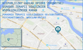 PORADNIA TERAPII UZALEŻNIENIA OD SUBSTANCJI PSYCHOAKTYWNYCH - NIEPUBLICZNY ZAKŁAD OPIEKI ZDROWOTNEJ OŚRODEK TERAPII UZALEŻNIEŃ I WSPÓŁUZALEŻNIEŃ KARAN - UL. GEN. ROMUALDA TRAUGUTTA 119/1,  WROCŁAW-KRZYKI