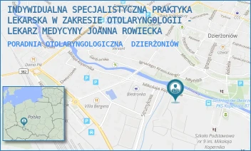 PORADNIA OTOLARYNGOLOGICZNA - INDYWIDUALNA SPECJALISTYCZNA PRAKTYKA LEKARSKA W ZAKRESIE OTOLARYNGOLOGII - LEKARZ MEDYCYNY JOANNA ROWIECKA - UL. MIKOŁAJA KOPERNIKA 11H/I,  DZIERŻONIÓW