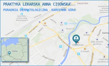 PORADNIA DERMATOLOGICZNA - PRAKTYKA LEKARSKA ANNA CISOWSKA - UL. WŁADYSŁAWA BRONIEWSKIEGO 26 A,  KAMIENNA GÓRA