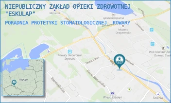 PORADNIA PROTETYKI STOMATOLOGICZNEJ - NIEPUBLICZNY ZAKŁAD OPIEKI ZDROWOTNEJ "ESKULAP" - UL. 1-GO MAJA 73,  KOWARY