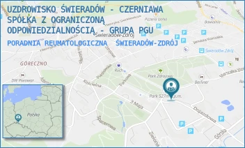 PORADNIA REUMATOLOGICZNA - UZDROWISKO ŚWIERADÓW - CZERNIAWA SPÓŁKA Z OGRANICZONĄ ODPOWIEDZIALNOŚCIĄ - GRUPA PGU - UL. MARSZ. JÓZEFA PIŁSUDSKIEGO 33,  ŚWIERADÓW-ZDRÓJ