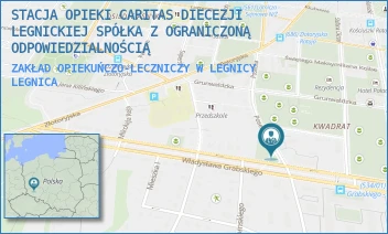 ZAKŁAD OPIEKUŃCZO-LECZNICZY W LEGNICY - STACJA OPIEKI CARITAS DIECEZJI LEGNICKIEJ SPÓŁKA Z OGRANICZONĄ ODPOWIEDZIALNOŚCIĄ - UL. POSELSKA 14-16,  LEGNICA
