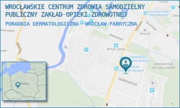PORADNIA DERMATOLOGICZNA - WROCŁAWSKIE CENTRUM ZDROWIA SAMODZIELNY PUBLICZNY ZAKŁAD OPIEKI ZDROWOTNEJ - UL. STABŁOWICKA 125,  WROCŁAW-FABRYCZNA