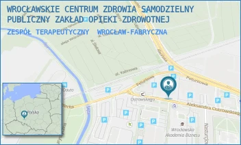 ZESPÓŁ TERAPEUTYCZNY - WROCŁAWSKIE CENTRUM ZDROWIA SAMODZIELNY PUBLICZNY ZAKŁAD OPIEKI ZDROWOTNEJ - UL. ALEKSANDRA OSTROWSKIEGO 13C,  WROCŁAW-FABRYCZNA