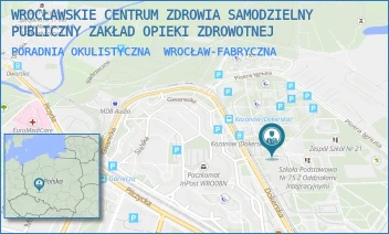 PORADNIA OKULISTYCZNA - WROCŁAWSKIE CENTRUM ZDROWIA SAMODZIELNY PUBLICZNY ZAKŁAD OPIEKI ZDROWOTNEJ - UL. DOKERSKA 9,  WROCŁAW-FABRYCZNA